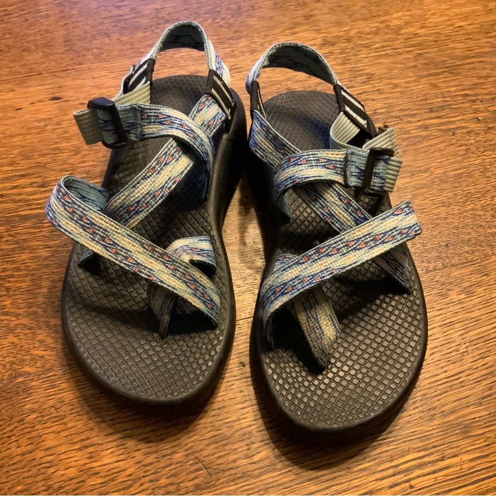 Blue/pink Chacos